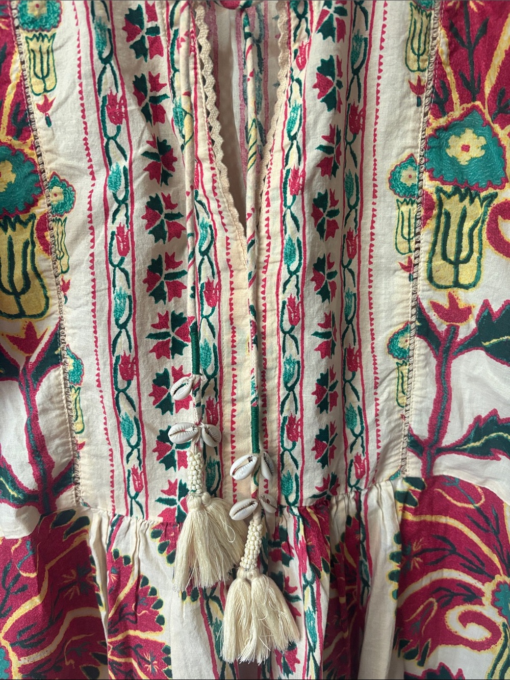 Haute Hippie Cream Tunic with Pink & Teal Floral Print - Picture 3 of 5